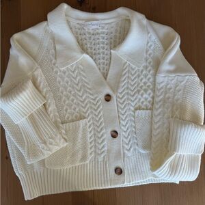Elegant Cream Knit Cardigan Sweater